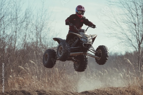 Teen on ATV jumping photo