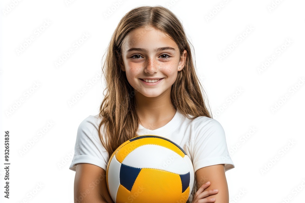 Teenage female volleyball player secluded Teenage female volleyball player secluded