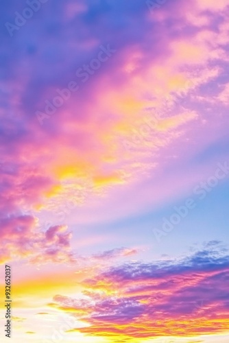 Captivating Sunset Sky with Pastel Colors, Blue and Purple Hues, and Pink Clouds, Creating a Serene and Vibrant Sunset Background