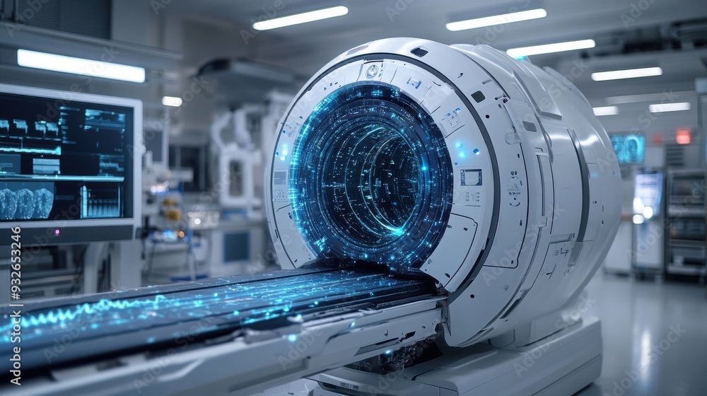 Advanced medical imaging device in a high-tech environment. Advanced medical imaging device in a high-tech environment.