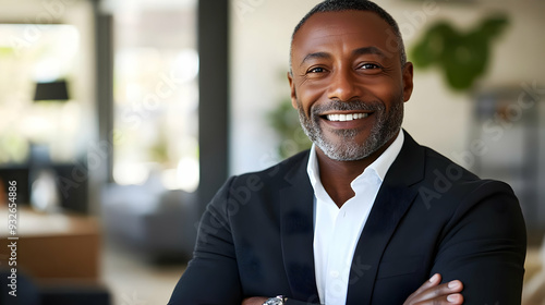 A smiling man in a professional setting, exuding confidence and warmth.