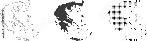 Greece detailed map in outline, flat, dotted style