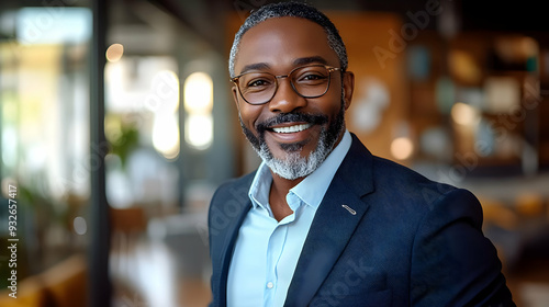 A smiling man in a suit, ex...