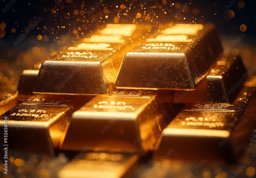 積み重なる金の延べ棒 積み重なる金の延べ棒