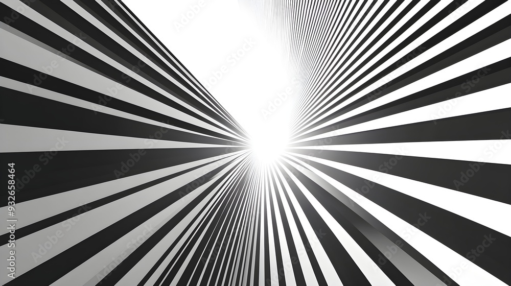 Obraz premium Abstract black and white background with strong volumetric straight lines that a sense of depth and perspective.