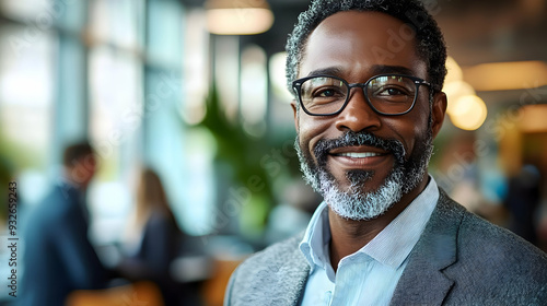 A smiling man in glasses, d...