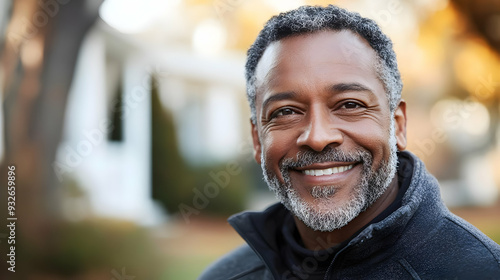 A smiling man with a beard ...
