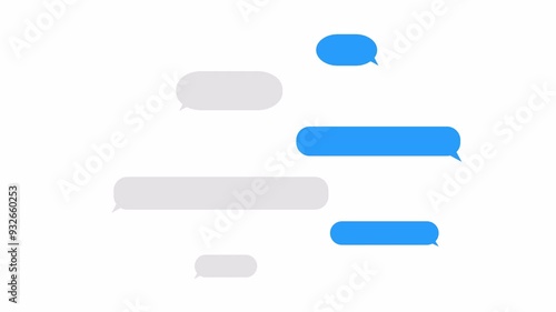 typing text message cloud conversation,  text SMS message chatting bubbles message cloud on white screen, animation text message with alpha channel.