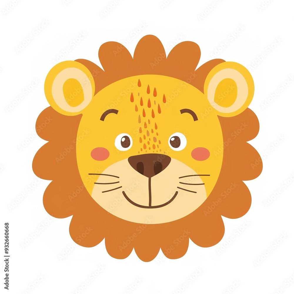 Cute Smiling Lion Head on a White Background: Adorable and Cheerful Lion Face Featuring a Bright Smile and Friendly Expression. Cute Smiling Lion Head on a White Background: Adorable and Cheerful Lion Face Featuring a Bright Smile and Friendly Expression.