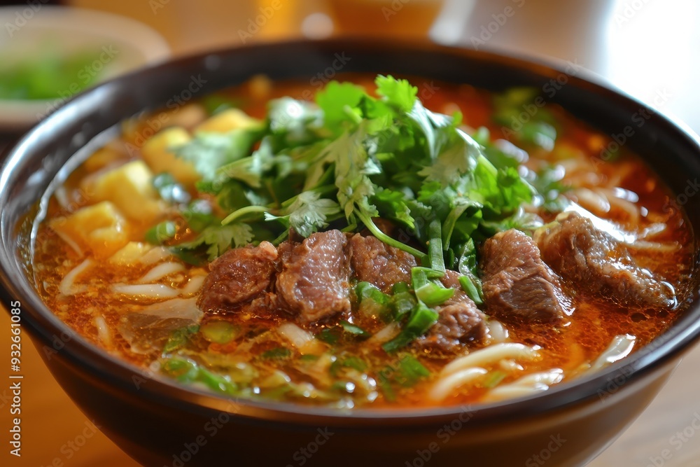 Vietnamese noodle soup with spicy meat Vietnamese noodle soup with spicy meat