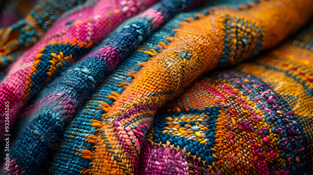 Abstract Knitted Fabric Texture - Colorful and Close-up Abstract Knitted Fabric Texture - Colorful and Close-up