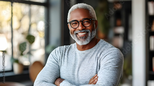 A smiling older man with gl...
