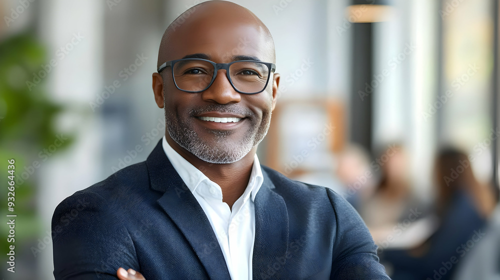A smiling professional man in a modern office setting. A smiling professional man in a modern office setting.