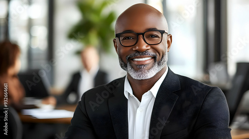 A smiling professional man in an office setting.