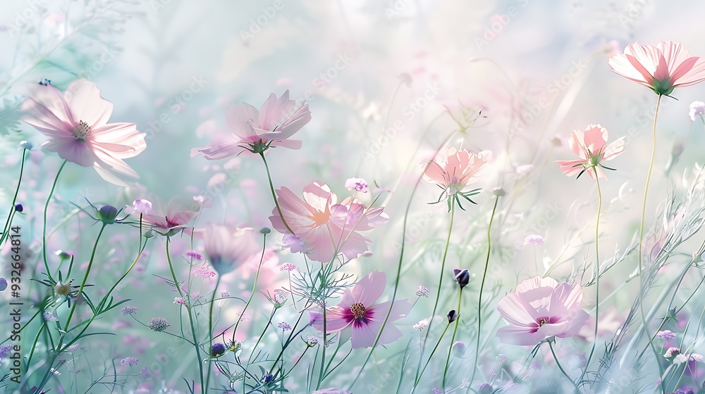 A soft and romantic depiction of wildflowers in a garden, using pastel colors and gentle brushstrokes to create a serene and peaceful atmosphere. 8k UHD, suitable for high-quality printing or A soft and romantic depiction of wildflowers in a garden, using pastel colors and gentle brushstrokes to create a serene and peaceful atmosphere. 8k UHD, suitable for high-quality printing or
