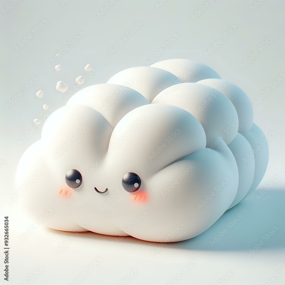 Cheerful Marshmallow Character on Cozy Textile Cheerful Marshmallow Character on Cozy Textile