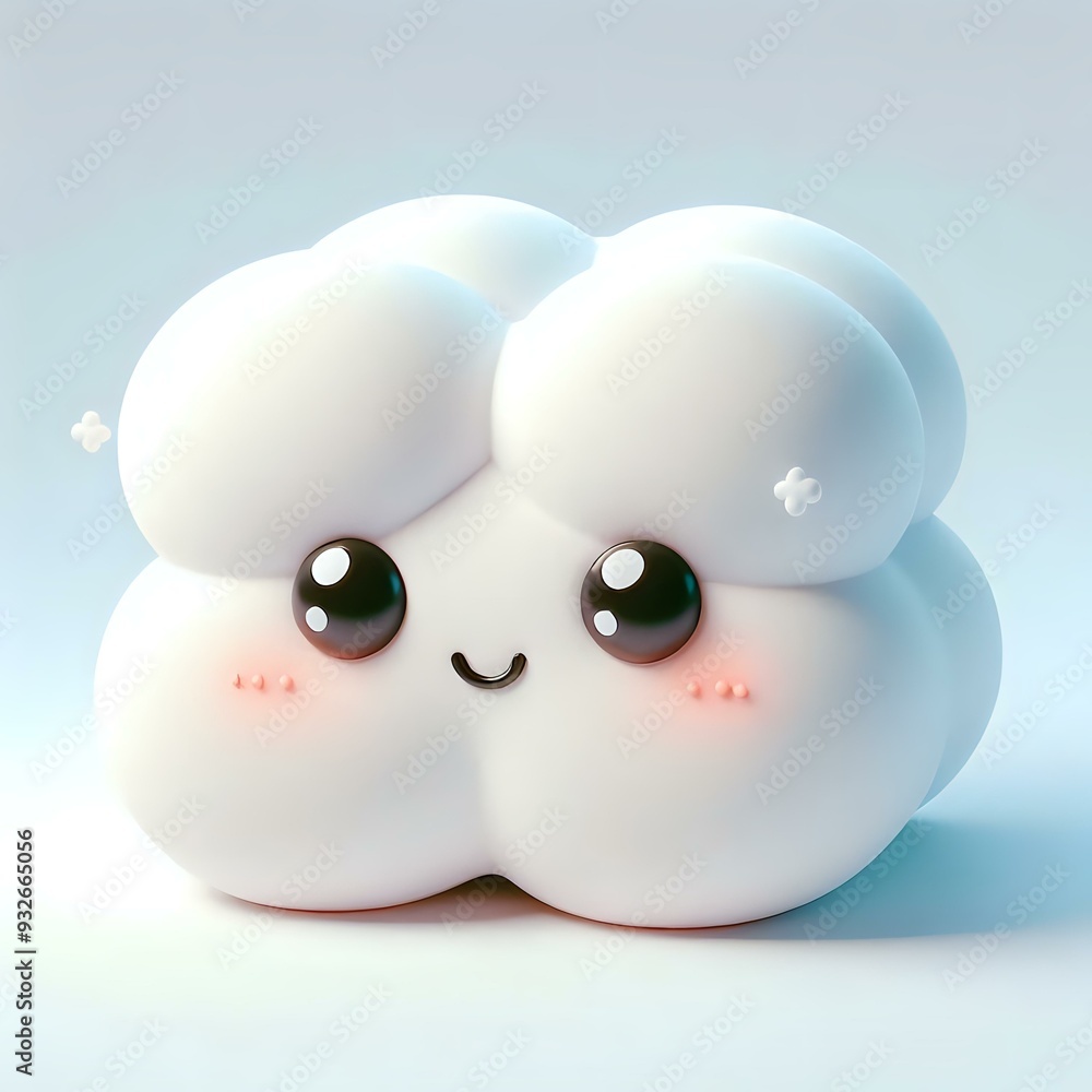 Cheerful Marshmallow Character on Cozy Textile Cheerful Marshmallow Character on Cozy Textile