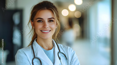 A smiling woman in a medica...