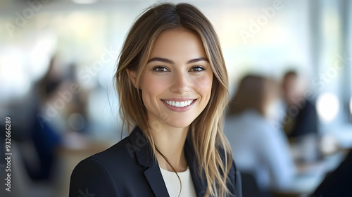 A smiling woman in a profes...