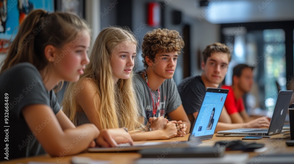 Teens Working on Laptops. Teens Working on Laptops.