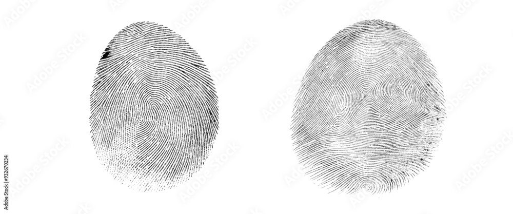 Vector set of style white and black fingerprint texture.