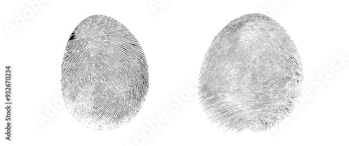 Obraz na płótnie Vector set of style white and black fingerprint texture. w salonie