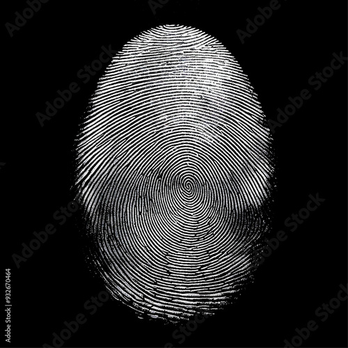 Vector style white and black fingerprint background.