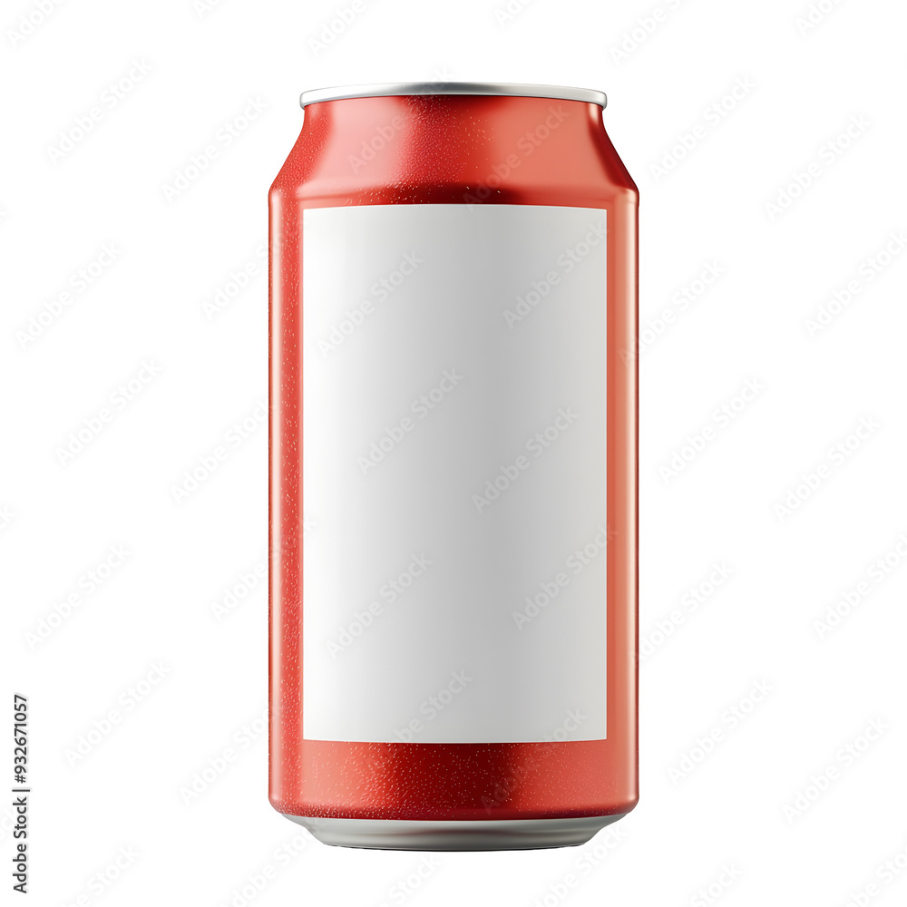 Isolated Red Aluminum Soda Can with Blank White Label on White Background Isolated Red Aluminum Soda Can with Blank White Label on White Background