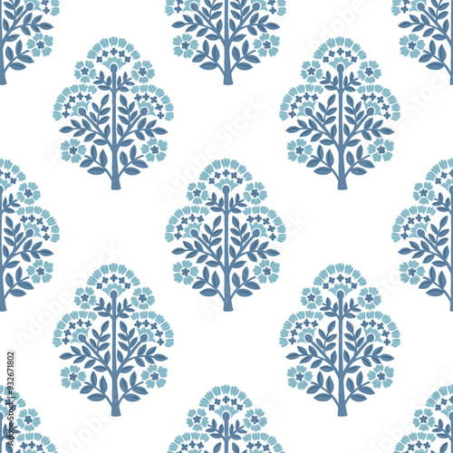 Floral Damask Pattern block print boho floral repeat pattern flower vector file
