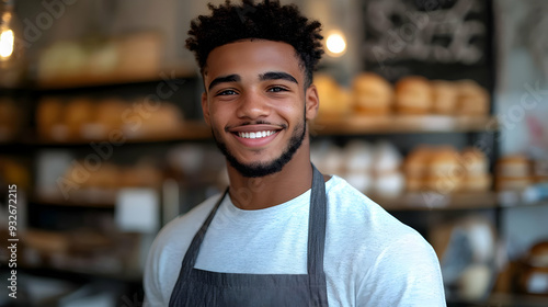 A smiling young man in an a...
