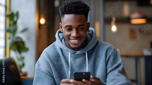 A smiling young man using a...