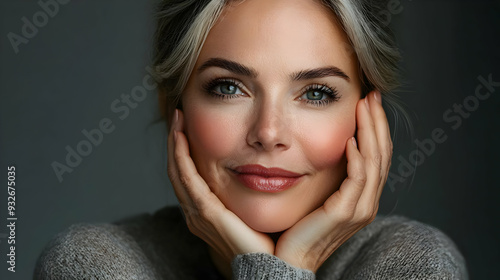 A woman with a serene expre...