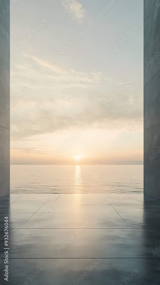 Fototapeta premium Simple sea view interior architecture