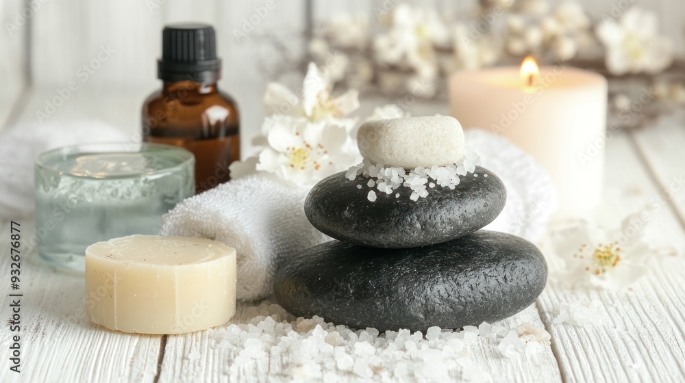 Spa Treatment with Essential Oils, Stones, and Candles Spa Treatment with Essential Oils, Stones, and Candles