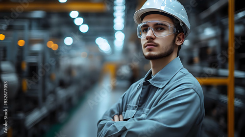 A young man in safety gear ...