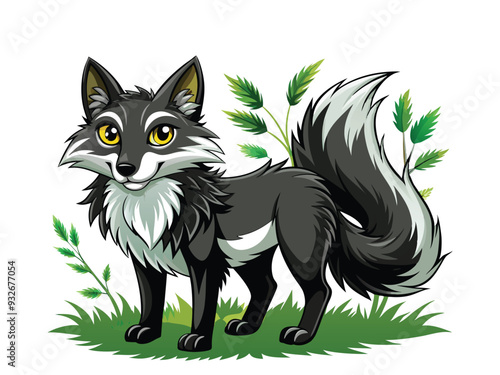 black and white fox