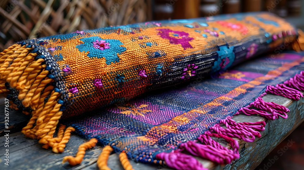 Colorful Rolled Fabric with Fringes Illustration Colorful Rolled Fabric with Fringes Illustration