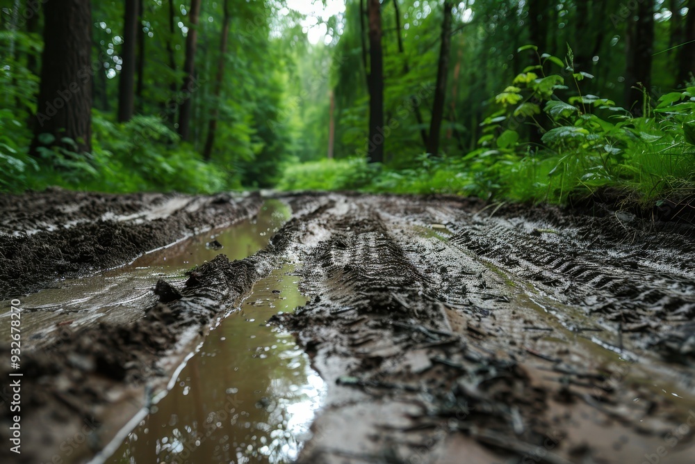 Obraz premium Muddy forest trail