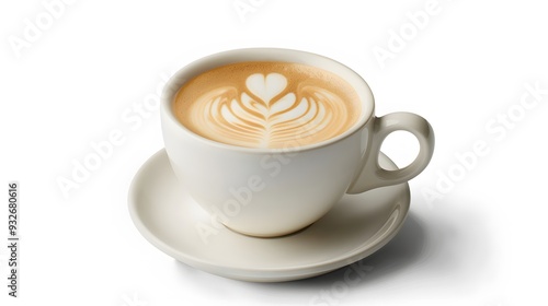 Cup of coffee latte isolated on white backgroud with clipping path. 