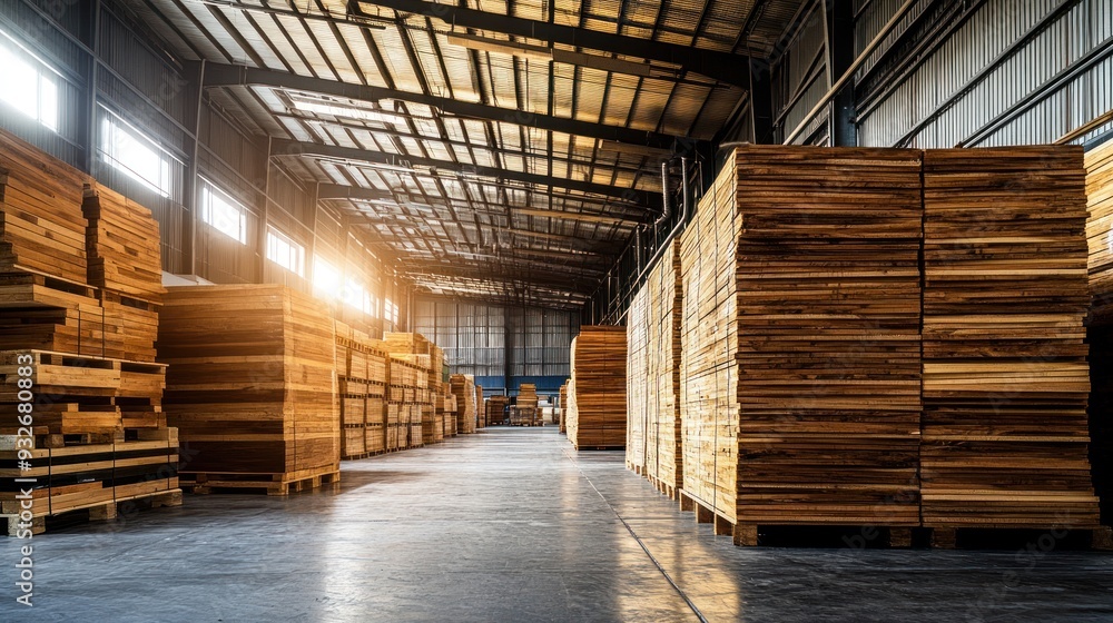 Wood Lumber Storage in Warehouse Wood Lumber Storage in Warehouse