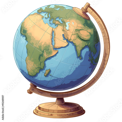 a 2d cartoon clipart drawing of a globe on an isolated transparent background