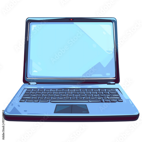 a 2d cartoon clipart drawing of a laptop on an isolated transparent background