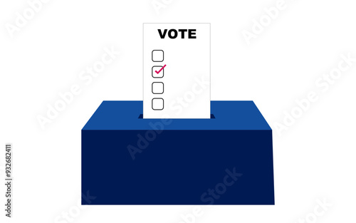 Vote box vector png image in blue, blue vote box image, ballot box, voting ballot box, voting box image with tick mark, voting slip	