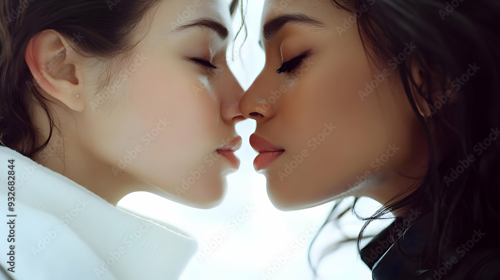 Close-up of two women sharing an intimate moment.