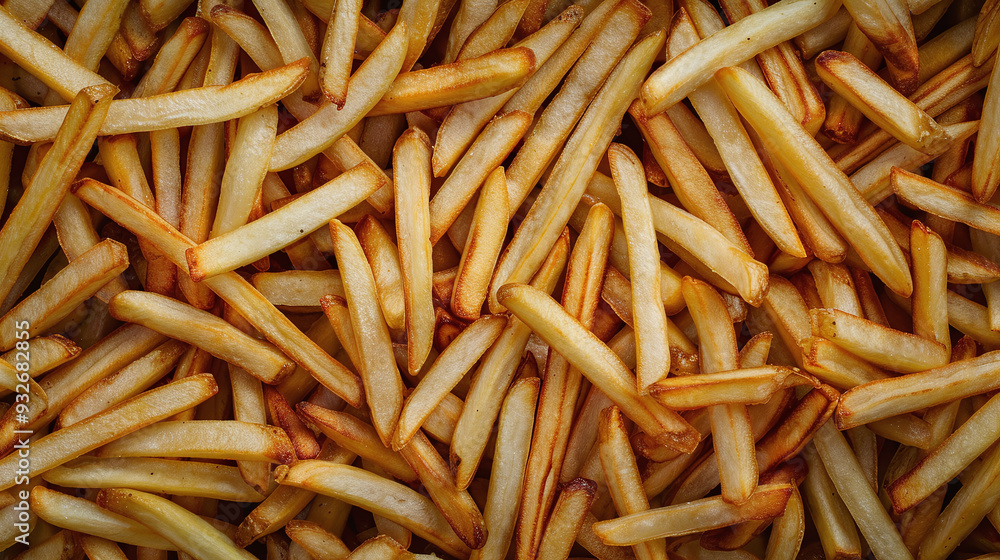 Golden-brown French fries, a crispy and delicious snack background Golden-brown French fries, a crispy and delicious snack background