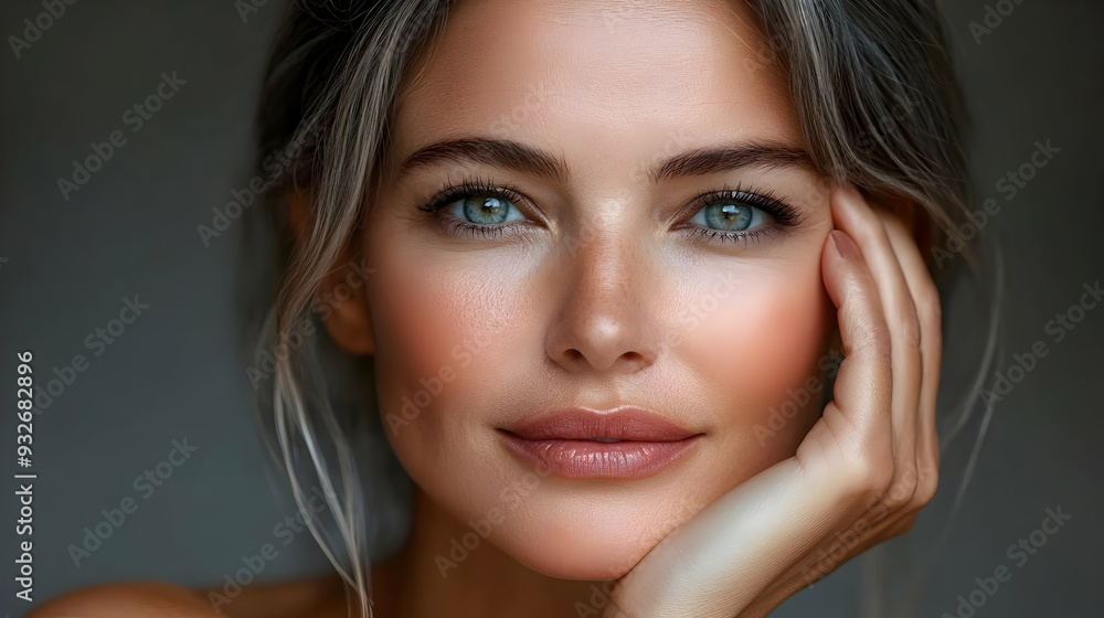 Close-up portrait of a woman with striking features and expression. Close-up portrait of a woman with striking features and expression.