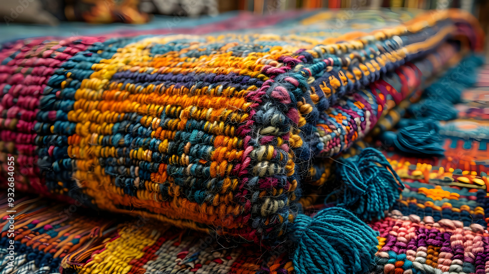 Close-up of Colorful Woven Rug Texture - Illustration Close-up of Colorful Woven Rug Texture - Illustration