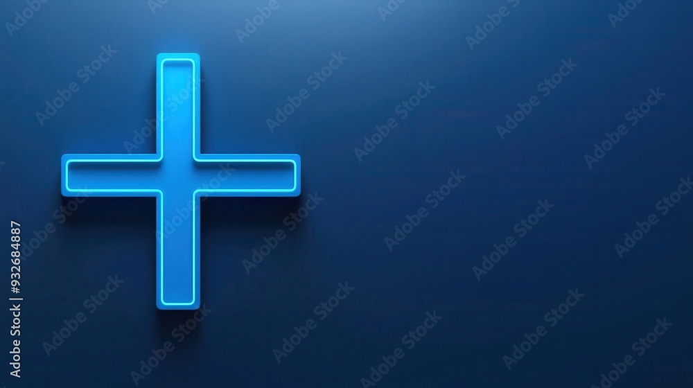 Clean blue lines forming a medical cross, minimalist healthcare symbol Clean blue lines forming a medical cross, minimalist healthcare symbol