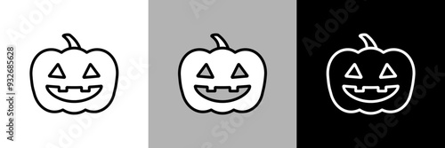 シンプルな線画のかぼちゃのベクターアイコン
