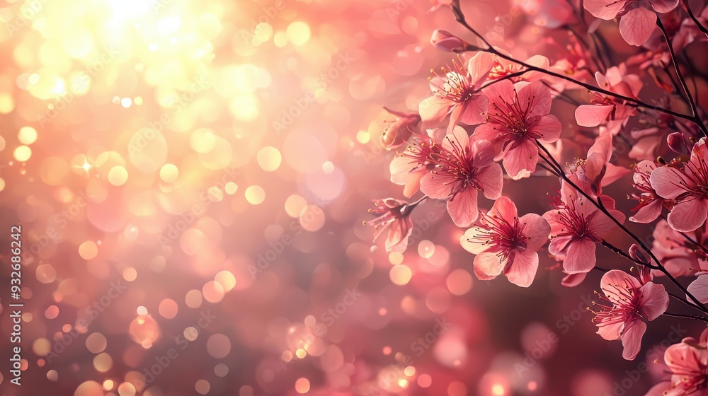 Fototapeta premium Spring Blossoms Bokeh Background with Pink Flowers